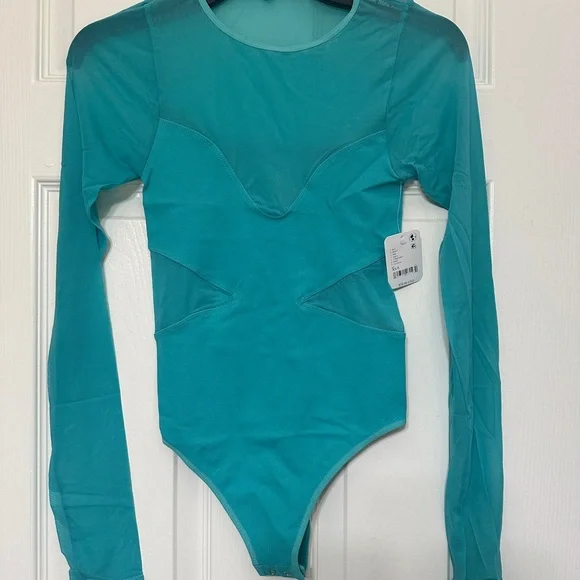Free People All An Illusion Turquoise Bodysuit - Size XS / S - Picture 6 of 11